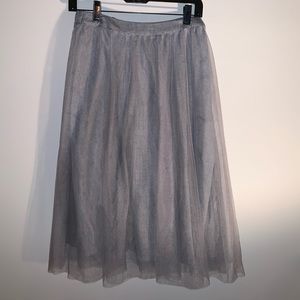 Heather Grey Tulle Knee Length Skirt